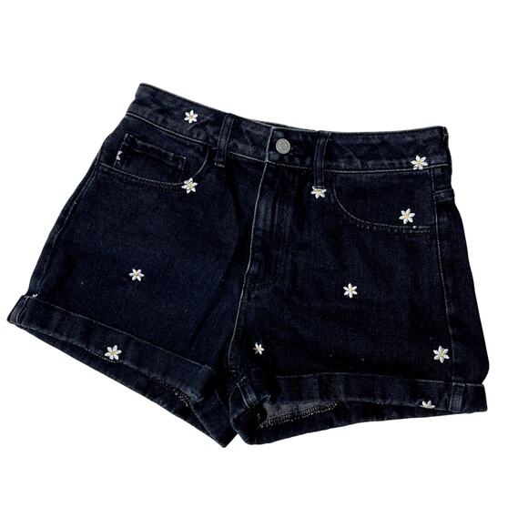 NWT PacSun Mom Short SZ 26 Black Daisy Embroidery - Picture 2 of 7